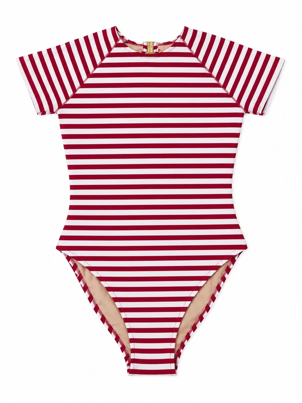 J.Crew Open-Back Striped Short-Sleeve One-Piece Swimsuit 8
